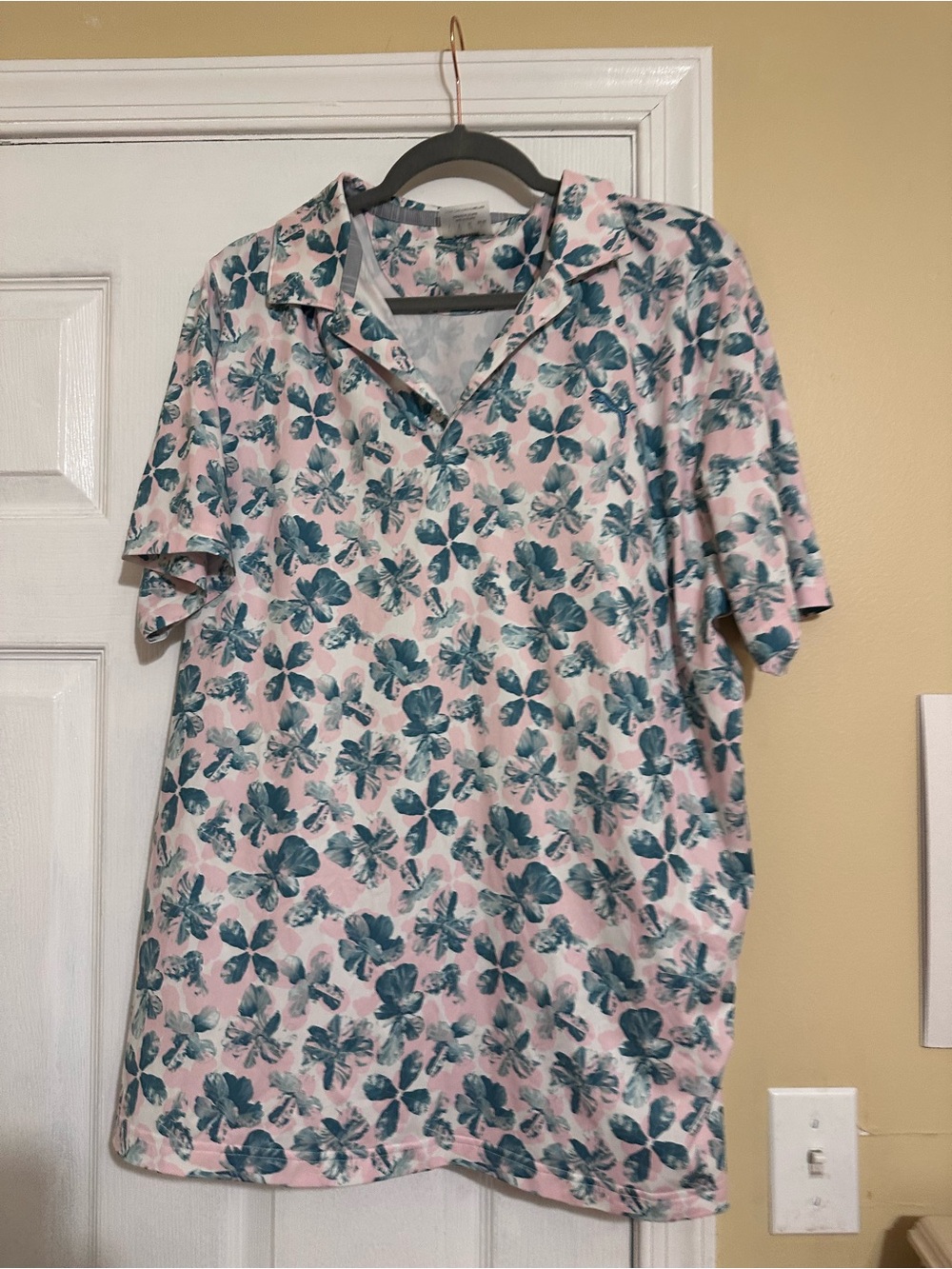 Puma Pink Polo with Teal Floral Print